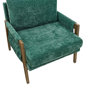 English Elm Kelly Velvet Accent Armchair with Rubberwood Legs Mid-century Living Room Seat Green T2574P240372