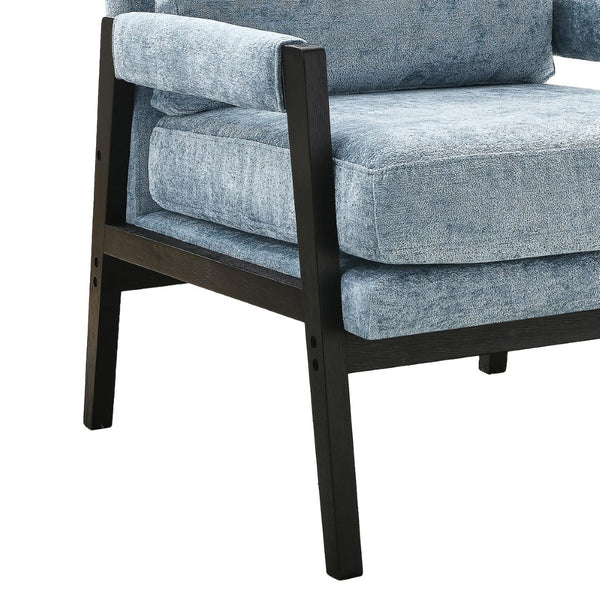 English Elm Kelly Barrel Accent Chair Chenille Upholstery Acacia Wood Legs Mid-century Living Room Blue T2574P240945