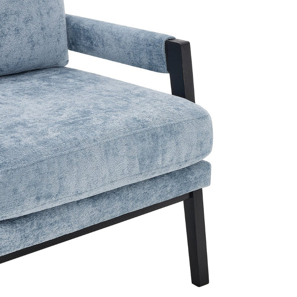 English Elm Kelly Barrel Accent Chair Chenille Upholstery Acacia Wood Legs Mid-century Living Room Blue T2574P240945