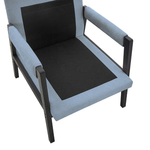 English Elm Kelly Barrel Accent Chair Chenille Upholstery Acacia Wood Legs Mid-century Living Room Blue T2574P240945