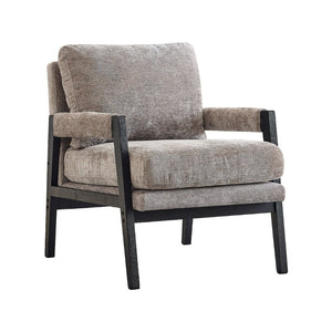 English Elm Kelly Barrel Accent Chair Chenille Upholstery Acacia Wood Legs Mid-century Living Room Grey T2574P240947