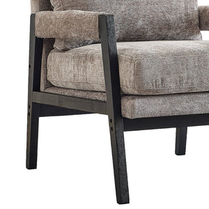 English Elm Kelly Barrel Accent Chair Chenille Upholstery Acacia Wood Legs Mid-century Living Room Grey T2574P240947