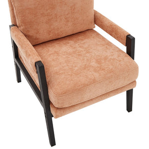 English Elm Kelly Barrel Accent Chair Chenille Upholstery Acacia Wood Legs Mid-century Living Room Orange T2574P240951