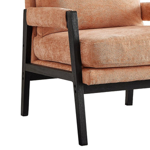 English Elm Kelly Barrel Accent Chair Chenille Upholstery Acacia Wood Legs Mid-century Living Room Orange T2574P240951