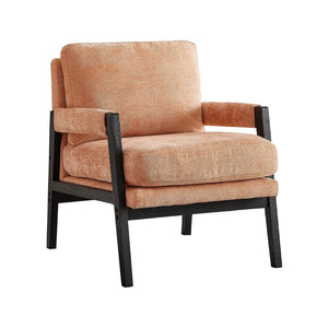 English Elm Kelly Barrel Accent Chair Chenille Upholstery Acacia Wood Legs Mid-century Living Room Orange T2574P240951