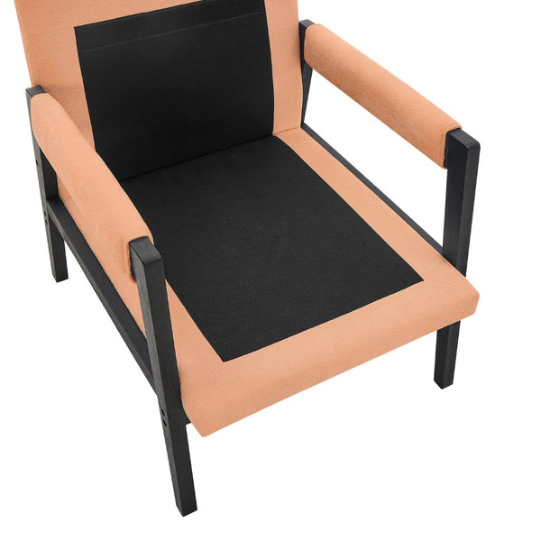 English Elm Kelly Barrel Accent Chair Chenille Upholstery Acacia Wood Legs Mid-century Living Room Orange T2574P240951