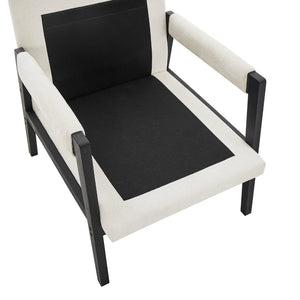 English Elm Kelly Barrel Accent Chair Chenille Upholstery Acacia Wood Legs Mid-century Living Room White T2574P240952