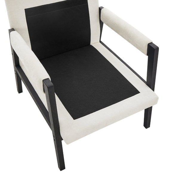 English Elm Kelly Barrel Accent Chair Chenille Upholstery Acacia Wood Legs Mid-century Living Room White T2574P240952