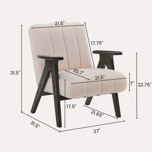 English Elm Rella Barrel Accent Chair Plush Sherpa Upholstery Espresso Wood Arms Living Room Beige T2574P241335