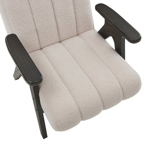 English Elm Rella Barrel Accent Chair Plush Sherpa Upholstery Espresso Wood Arms Living Room Beige T2574P241335