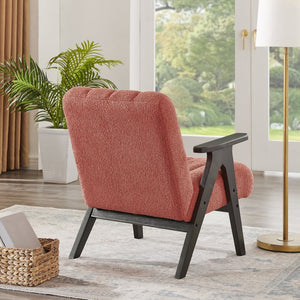 English Elm Rella Barrel Accent Chair Plush Sherpa Upholstery Espresso Wood Arms Living Room Coral T2574P241337
