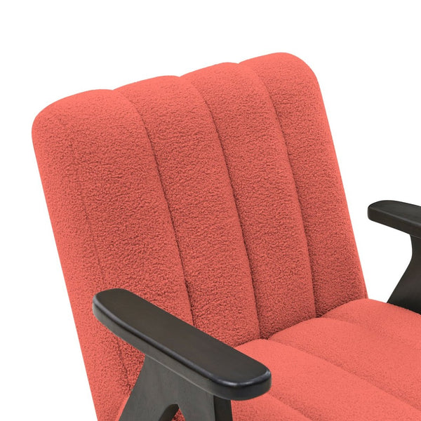 English Elm Rella Barrel Accent Chair Plush Sherpa Upholstery Espresso Wood Arms Living Room Coral T2574P241337