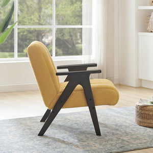 English Elm Rella Barrel Accent Chair Plush Sherpa Upholstery Espresso Wood Arms Living Room Yellow T2574P241339