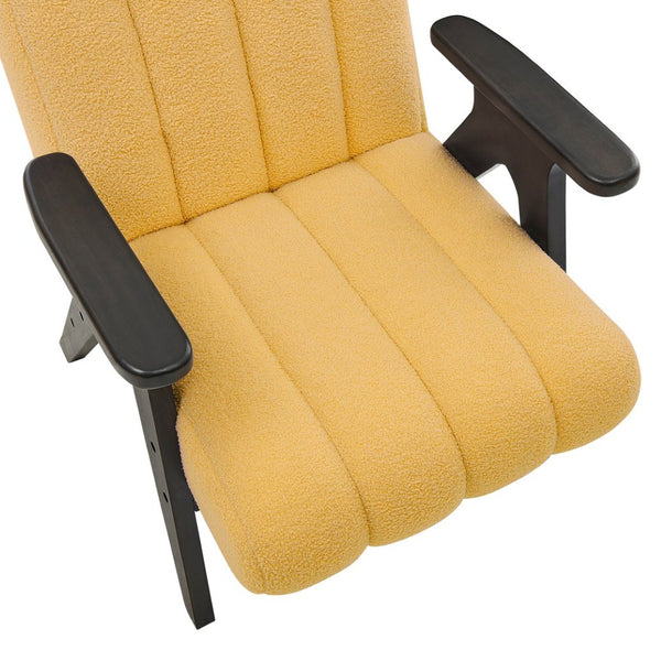 English Elm Rella Barrel Accent Chair Plush Sherpa Upholstery Espresso Wood Arms Living Room Yellow T2574P241339