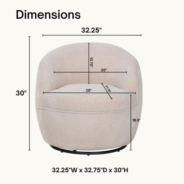 English Elm Galleria Sherpa Plush Barrel Swivel Accent Chair for Living Room Reading Nook Beige T2574P241341