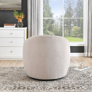 English Elm Galleria Sherpa Plush Barrel Swivel Accent Chair for Living Room Reading Nook Beige T2574P241341