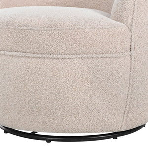 English Elm Galleria Sherpa Plush Barrel Swivel Accent Chair for Living Room Reading Nook Beige T2574P241341
