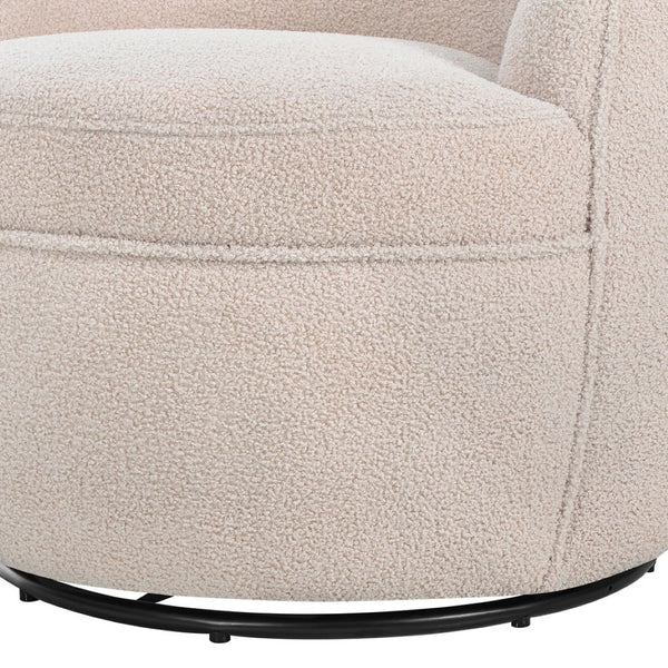 English Elm Galleria Sherpa Plush Barrel Swivel Accent Chair for Living Room Reading Nook Beige T2574P241341