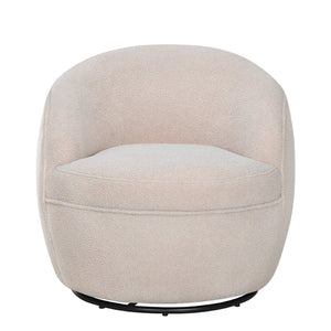 English Elm Galleria Sherpa Plush Barrel Swivel Accent Chair for Living Room Reading Nook Beige T2574P241341