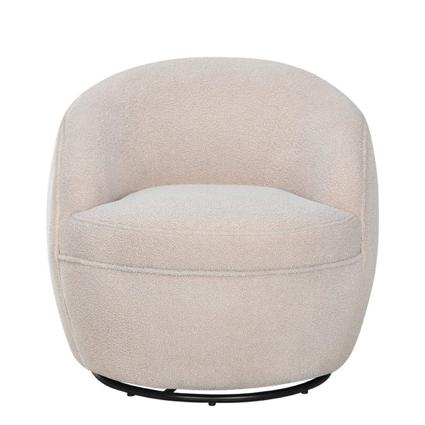 English Elm Galleria Sherpa Plush Barrel Swivel Accent Chair for Living Room Reading Nook Beige T2574P241341