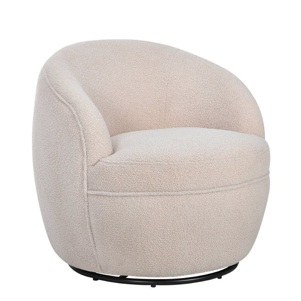 English Elm Galleria Sherpa Plush Barrel Swivel Accent Chair for Living Room Reading Nook Beige T2574P241341
