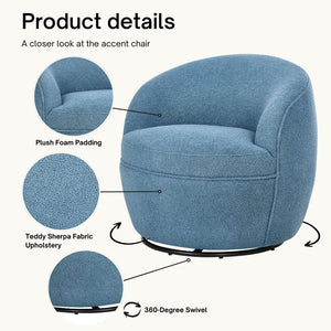 English Elm Galleria Sherpa Plush Barrel Swivel Accent Chair for Living Room Reading Nook T2574P241740