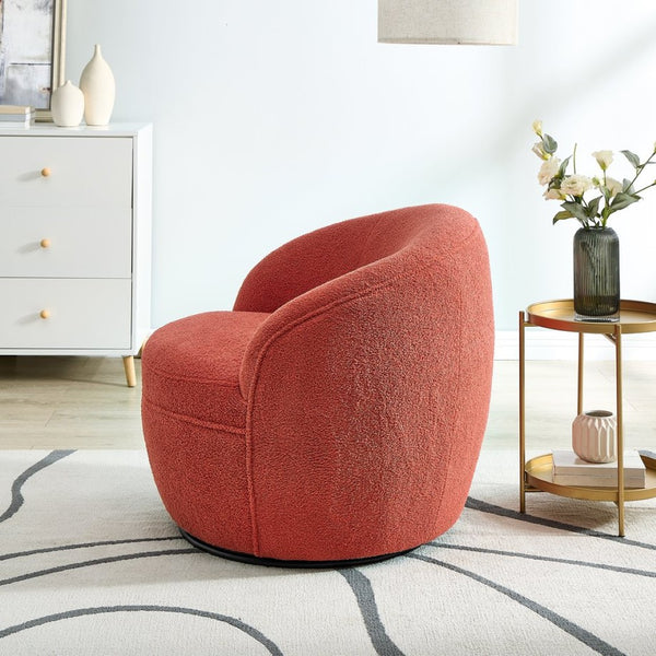 English Elm Galleria Sherpa Plush Barrel Swivel Accent Chair for Living Room Reading Nook Coral T2574P241758