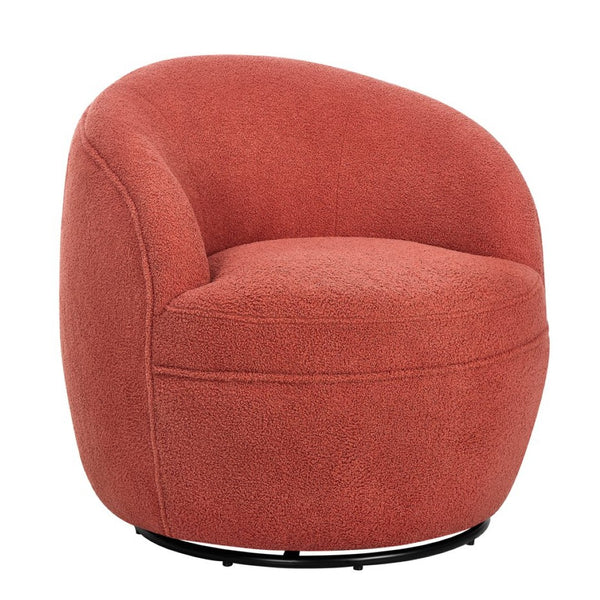 English Elm Galleria Sherpa Plush Barrel Swivel Accent Chair for Living Room Reading Nook Coral T2574P241758