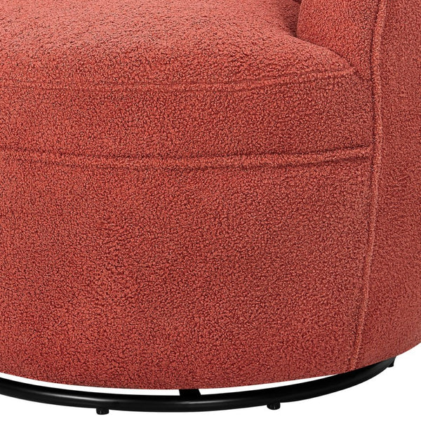 English Elm Galleria Sherpa Plush Barrel Swivel Accent Chair for Living Room Reading Nook Coral T2574P241758