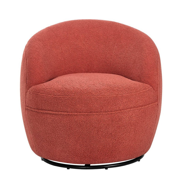 English Elm Galleria Sherpa Plush Barrel Swivel Accent Chair for Living Room Reading Nook Coral T2574P241758