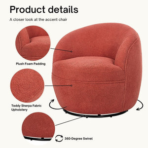 English Elm Galleria Sherpa Plush Barrel Swivel Accent Chair for Living Room Reading Nook Coral T2574P241758