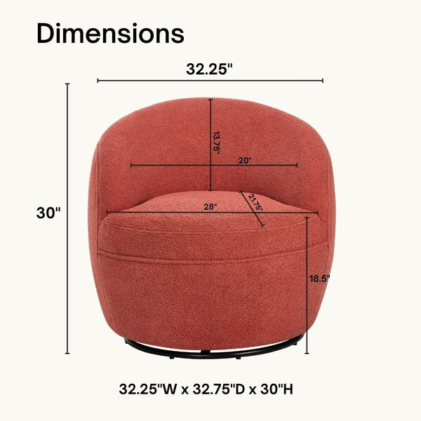 English Elm Galleria Sherpa Plush Barrel Swivel Accent Chair for Living Room Reading Nook Coral T2574P241758