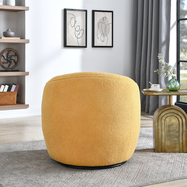 English Elm Galleria Sherpa Plush Barrel Swivel Accent Chair for Living Room Reading Nook Yellow T2574P241775