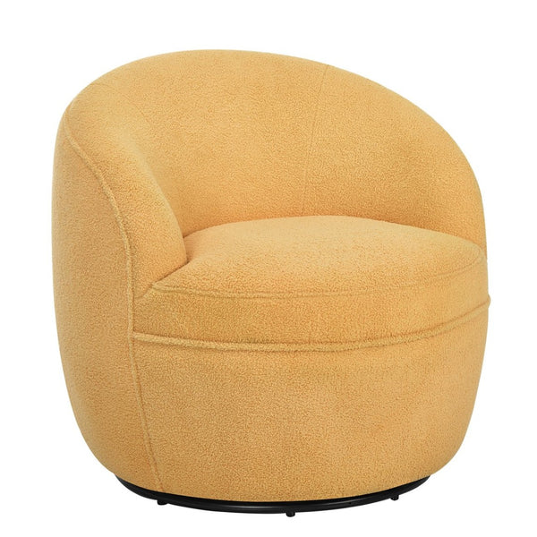 English Elm Galleria Sherpa Plush Barrel Swivel Accent Chair for Living Room Reading Nook Yellow T2574P241775