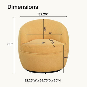 English Elm Galleria Sherpa Plush Barrel Swivel Accent Chair for Living Room Reading Nook Yellow T2574P241775