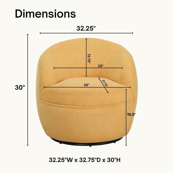 English Elm Galleria Sherpa Plush Barrel Swivel Accent Chair for Living Room Reading Nook Yellow T2574P241775