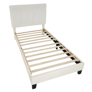 English Elm Findlay Plush 3D Fabric Platform Bed Padded Headboard Matte Black Feet Modern T2574P241783