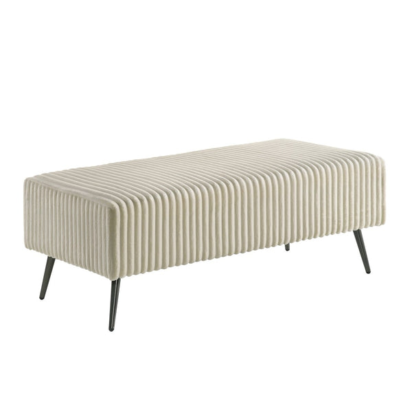 English Elm Mavela Corduroy Upholstered Entryway Bench with Metal Legs for Bedroom or Living Room Cream T2574P243218