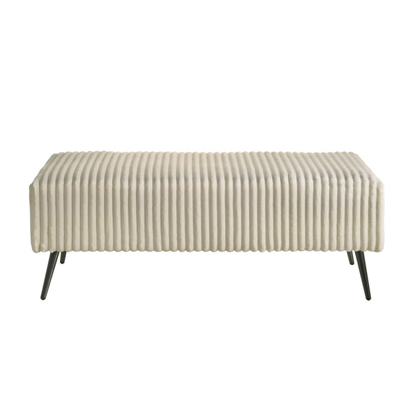 English Elm Mavela Corduroy Upholstered Entryway Bench with Metal Legs for Bedroom or Living Room Cream T2574P243218