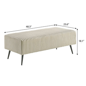 English Elm Mavela Corduroy Upholstered Entryway Bench with Metal Legs for Bedroom or Living Room Cream T2574P243218