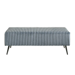 English Elm Mavela Corduroy Upholstered Entryway Bench with Metal Legs for Bedroom or Living Room Blue T2574P243223