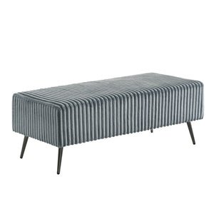 English Elm Mavela Corduroy Upholstered Entryway Bench with Metal Legs for Bedroom or Living Room Blue T2574P243223