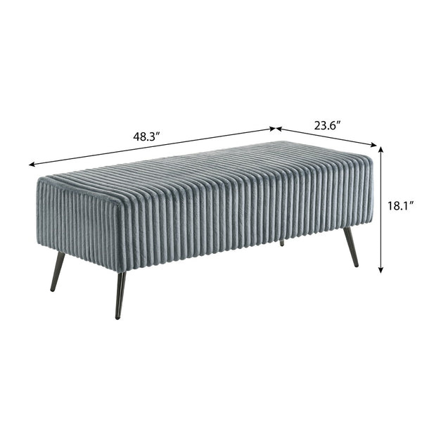 English Elm Mavela Corduroy Upholstered Entryway Bench with Metal Legs for Bedroom or Living Room Blue T2574P243223