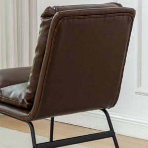 English Elm Milos Faux Leather Dining Chairs with Curved Sled Base and Contrast Stitching Set of 2 Antique Brown T2574P245417