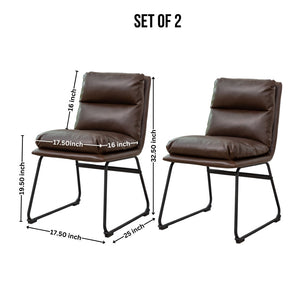 English Elm Milos Faux Leather Dining Chairs with Curved Sled Base and Contrast Stitching Set of 2 Antique Brown T2574P245417