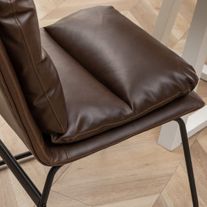 English Elm Milos Faux Leather Dining Chairs with Curved Sled Base and Contrast Stitching Set of 2 Antique Brown T2574P245417