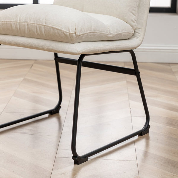 English Elm Milos Faux Leather Dining Chairs with Curved Sled Base and Contrast Stitching Set of 2 Vanilla White T2574P245418