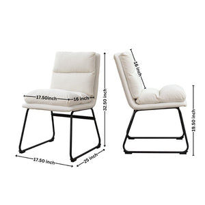 English Elm Milos Faux Leather Dining Chairs with Curved Sled Base and Contrast Stitching Set of 2 Vanilla White T2574P245418