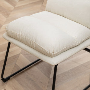 English Elm Milos Faux Leather Dining Chairs with Curved Sled Base and Contrast Stitching Set of 2 Vanilla White T2574P245418