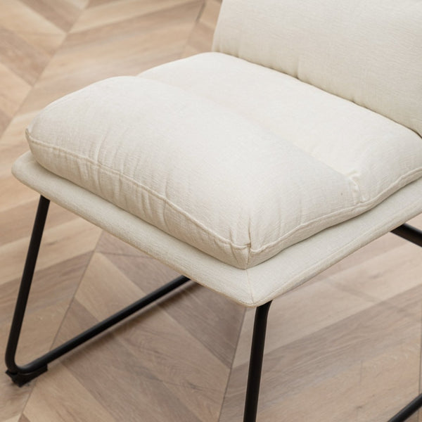 English Elm Milos Faux Leather Dining Chairs with Curved Sled Base and Contrast Stitching Set of 2 Vanilla White T2574P245418